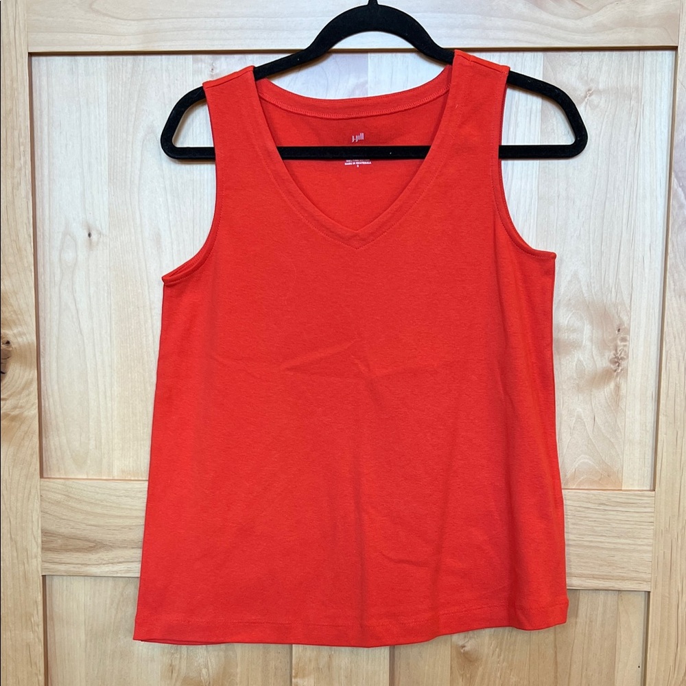 🚨 FINAL SALE 🚨 NWOT J Jill Pima Cotton V-Neck Sleeveless Tee, Small, Red/Orange